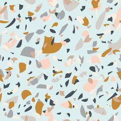 Fototapeta na wymiar Terrazzo flooring texture seamless pattern. Abstract geometric shapes background