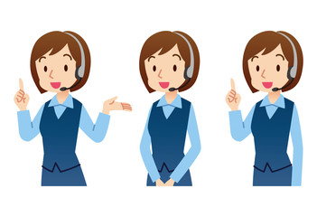 オペレーターの女性　表情ポーズ