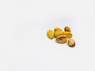 Pistachio nuts with shells on a isolated background