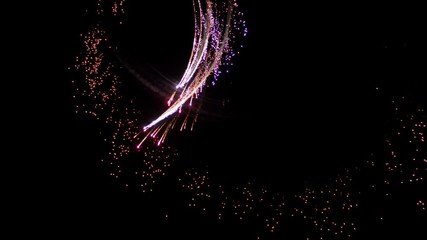 Airplanes Aerobatics at Night with Sparks and Fireworks Air Show Slow Motion