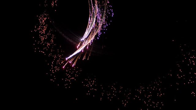Airplanes Aerobatics at Night with Sparks and Fireworks Air Show Slow Motion