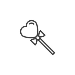 Heart shape lollipop line icon. linear style sign for mobile concept and web design. Heart candy on stick outline vector icon. Symbol, logo illustration. Vector graphics