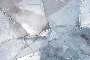 Close up mirror glass broken cracked texture background, accident fall down .