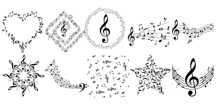 Music note vector set clipart design