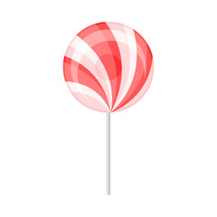 Round red with white lollipop. Vector illustration on a white background.