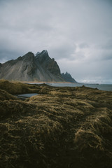 dark mountain on coast
