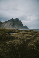 dark mountain on coast