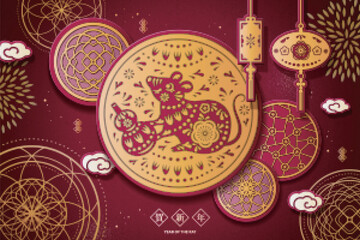 Year of the rat paper cut design