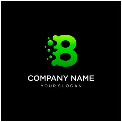 Number 8 with dot shape. molecule and Lab Logo Design Element. perfect for technology,software, network and science brand. Liquid gradient shape, Alphabet ecology with water and dew drops. - vector