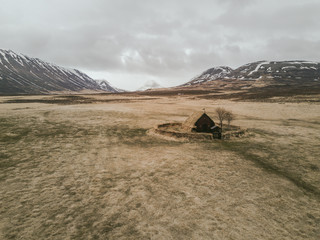 abandoned church in field