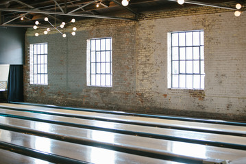 interior vintage bowling alley