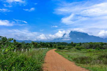 Natural landscape of big moutain, blue sky, cloudy in Northern, Thailand.