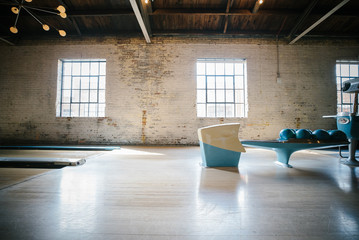 interior vintage bowling alley