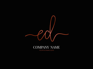 E D ED Initial handwriting logo design with circle. Beautyful design handwritten logo for fashion, team, wedding, luxury logo.