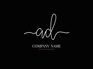 A D AD Initial handwriting logo design with circle. Beautyful design handwritten logo for fashion, team, wedding, luxury logo.