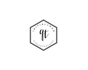  QT Initial handwriting logo vector