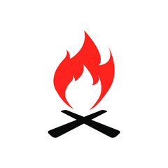 Fire icon. Black and red colors. Vector illustration