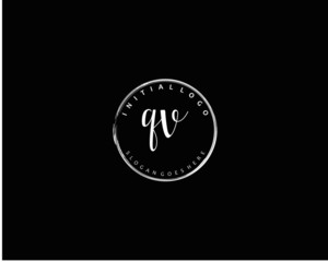 Fototapeta premium QV Initial handwriting logo vector
