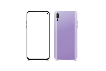 Mock-up of realistic Smartphone. Front side with screen and back side with cameras isolated on white background with shadow. Flat vector illustration EPS 10.