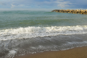 Russia, Krasnodar region, Dzhubga. Black sea in the morning in autumn