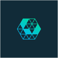 down Arrow hexagon negative space logo design. Arrow icon. Go icon. Delivery icon. Web, Digital, Marketing, Network icon. construction concept. -vector