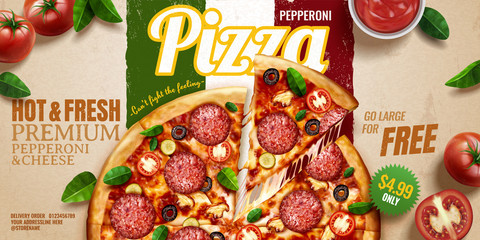 Pepperoni pizza banner ads