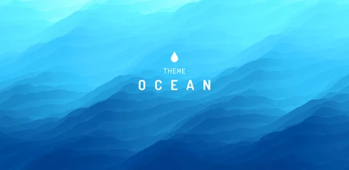 Foto auf Alu-Dibond Blaue abstrakte Ozean-Meereslandschaft. Meeresoberfläche. Wasserwellen. Natur Hintergrund. Vektorillustration für Design. © Login
