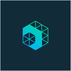 Up Arrow hexagon abstract logo design. Arrow icon. Go icon. Delivery icon. Web, Digital, Marketing, Network icon. construction concept. -vector