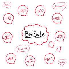 big sale hand drawn text.Sale Label collection set