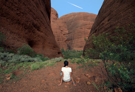 Solitary Girl In The Red Desert,  Northern Territory Australia, Travellers