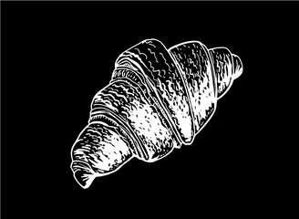 Graphical croissant isolated on black background,vector illustration