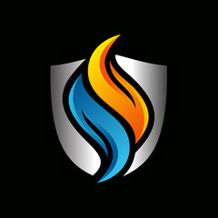 shield water flame logo vector