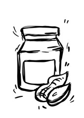 Peanut hand draw icon. Peanut on a white background. 