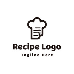 Simple, Minimalist and Modern Recipe and chef's hat for kitchen logo design inspiration