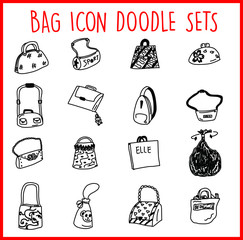 Bag Line Icon Doodle Sets