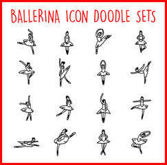 Ballerina Line Icon Doodle Sets
