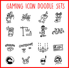 Gaming Line Icon Doodle Sets