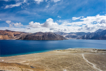 Beautiful landscape of Pangong Lake Pangong Tso Leh Ladakh.
