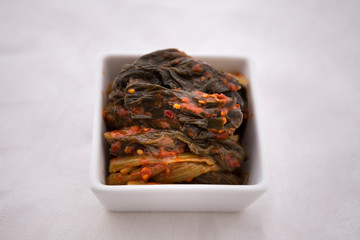 Leaf Mustard Kimchi which is called Dolsan gat kimchi in Korea