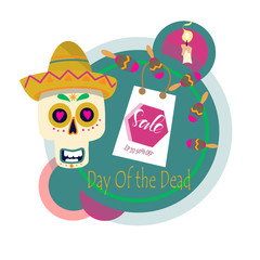 Day Of Dead Traditional Sale Banner Holiday Shopping Discount Mexican Halloween Flat Vector Illustration