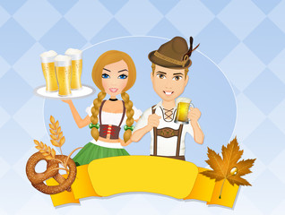Oktoberfest girl and woman with beer