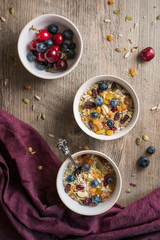 Muesli avoine fruits secs et myrtilles
