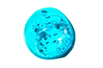 Cream gel transparent cosmetic sample texture with bubbles isolated on white background. Cosmetic cream transparent gel serum texture with micro bubble on white background beauty concept