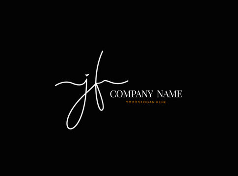 J F JF Initial handwriting logo design with circle. Beautyful design handwritten logo for fashion, team, wedding, luxury logo.