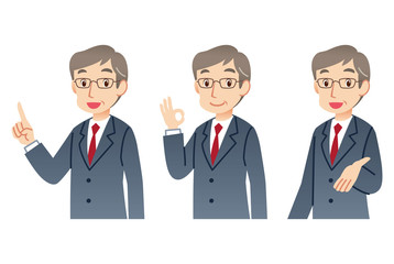 ビジネスマン　表情ポーズ　セット
