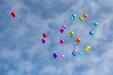 multicolored balloons in the city festival