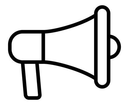Electric megaphone or marketing advertising line vector icon for apps and websites