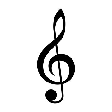Treble clef or classical music note flat vector icon for musical apps and websites