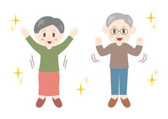 シニア 男性 女性 健康 イラスト 歩く Wall Mural Wallpaper Murals Osame