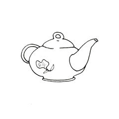 Vintage teapot doodle collection isolated on white background. Hand drawn teapot  icon. Design elements for card, print, magazine